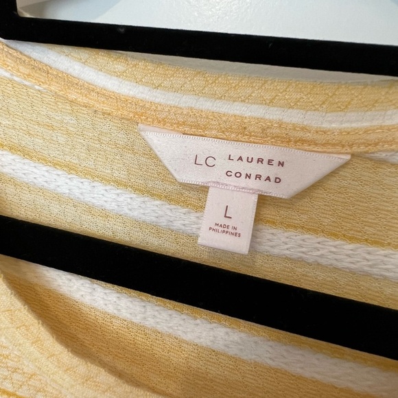 LC Lauren Conrad: Short Sleeve Tee: Yellow Stripe: Large - Picture 6 of 6